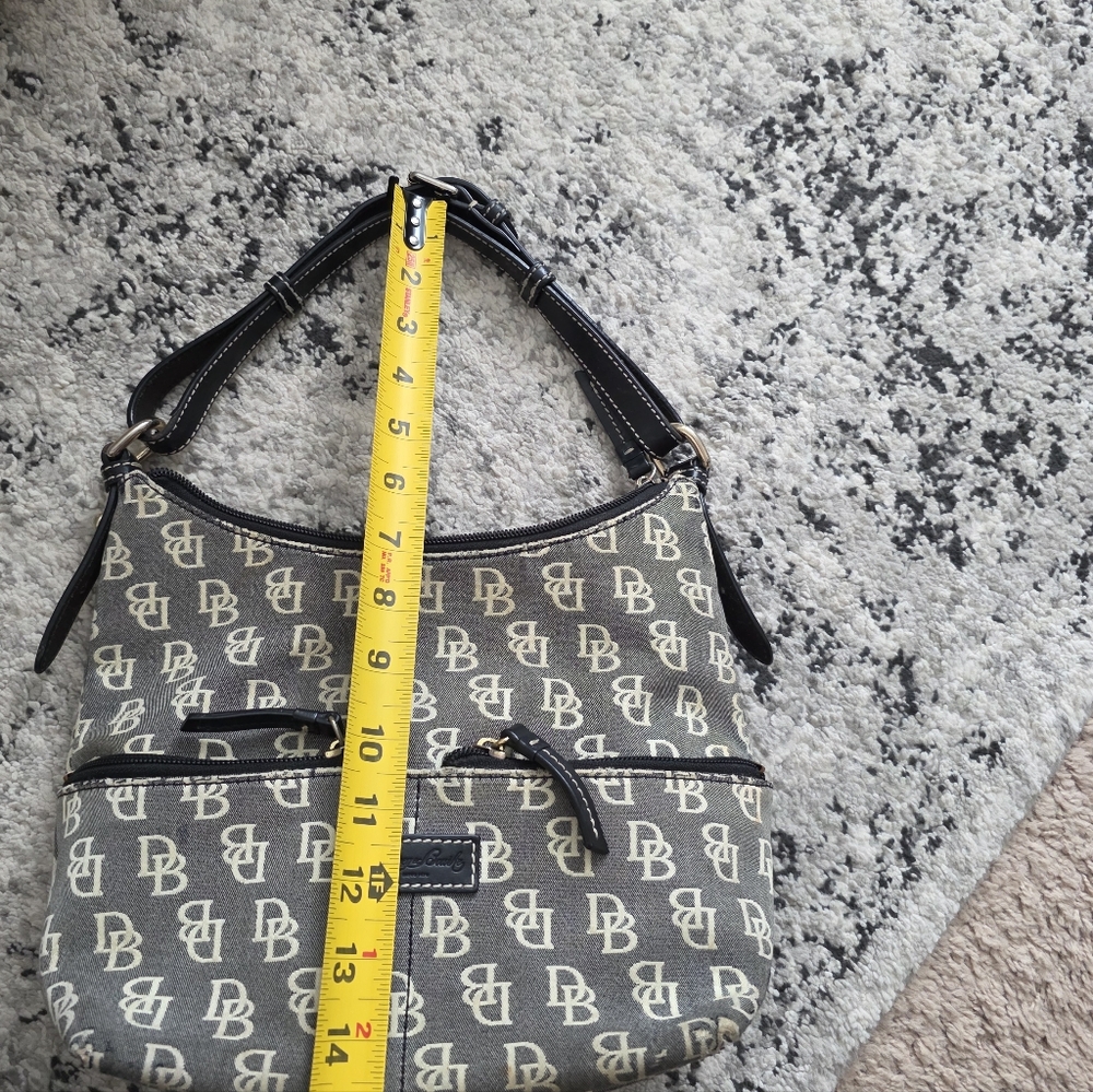 Y2k Dooney And Bourke Shoulder Bag Monogram Print Gray Cream Black Preppy Chic - Picture 11 of 11